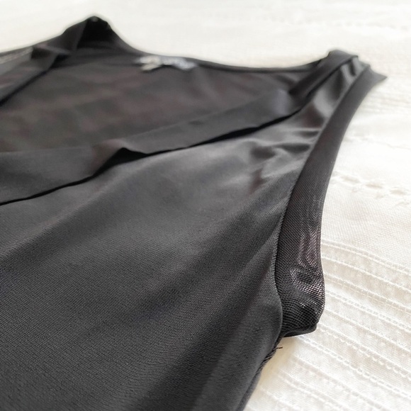 Shan BY SHAN BLACK SLEEVELESS MESH STRETCH JERSEY SHIFT MIDI SLIP DRESS - 8 - Picture 7 of 8